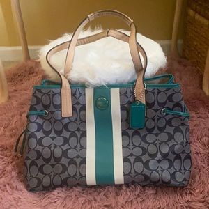Navy & Jade Coach Purse